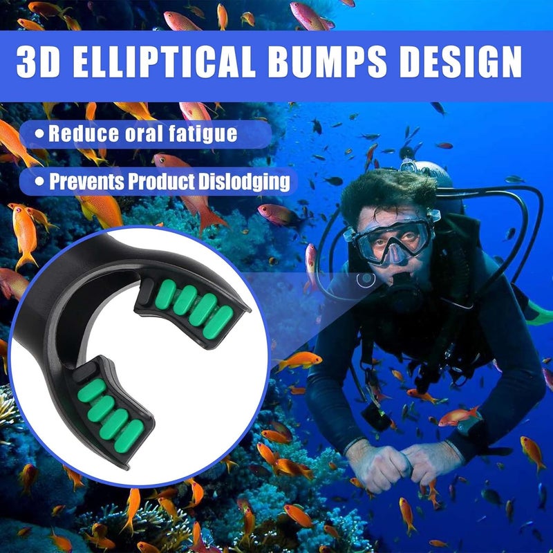 JUSTOOP Store Scuba Diving Mouthpiece, Silicone Snorkel Mouthpiece Regulator Replacement with Regulator Tie Fits Most Standard Regulators Scuba Diving Accessories, Orange/Black/Yellow/Green - Image 2